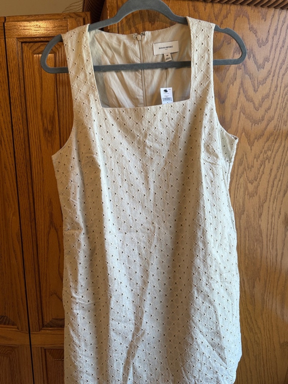Banana Republic Cream Eyelet Sleeveless Square-Neck Dress
